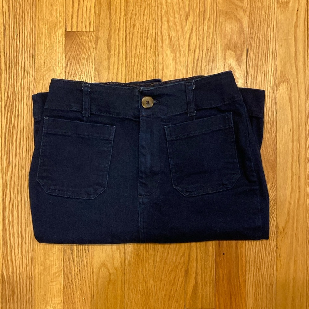 Anthropologie meave Colette midi denim skirt